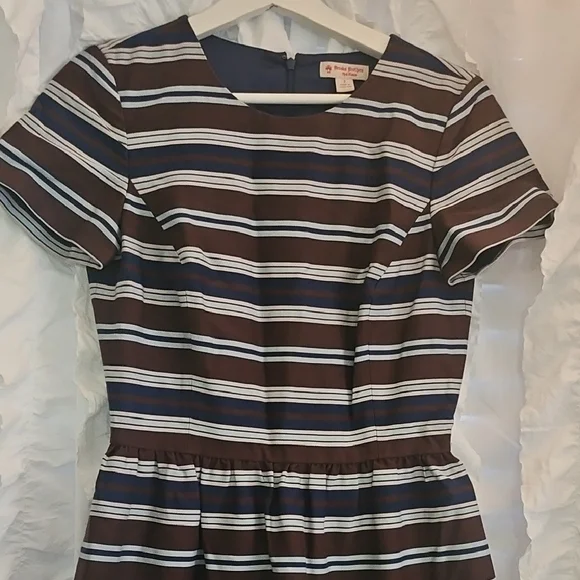 Brooks Brothers Navy, Brown & White Striped Midi Dress - Picture 3 of 7